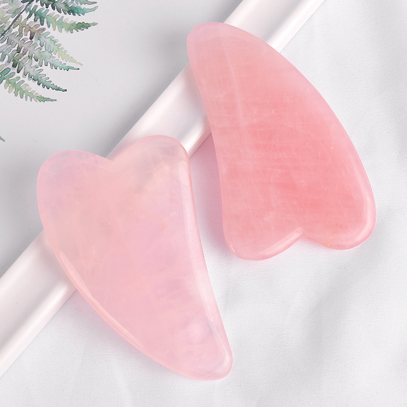 Big V Shaped Natural Rose Quartz Gua Sha Scraping Board Massager for