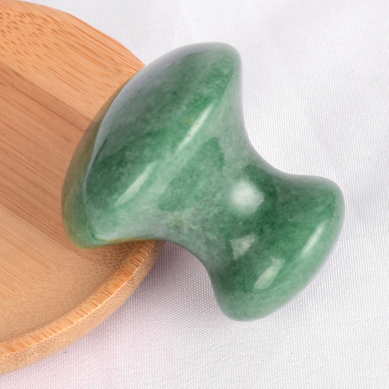 Mushroom-Shaped Green Aventurine Stone Crystal Guasha Scraping Stone for Spa Relaxing Meditation Massage