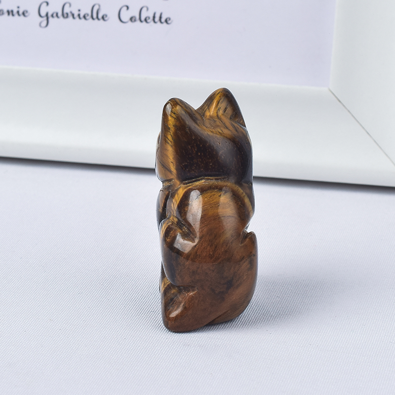  Hand Carved Natural Tiger Eye Stone Crystal Small Cat Figurines Gemstone Craft