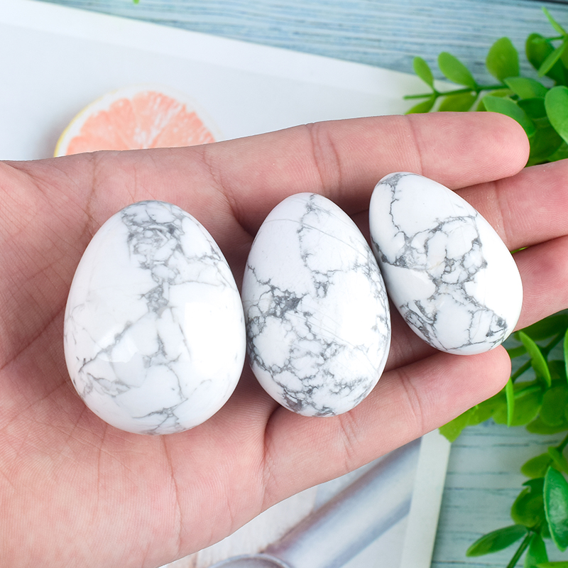 Undrilled White Howlite Stone Yoni Eggs Massage Jade egg to Train Pelvic Muscles Kegel Exercise