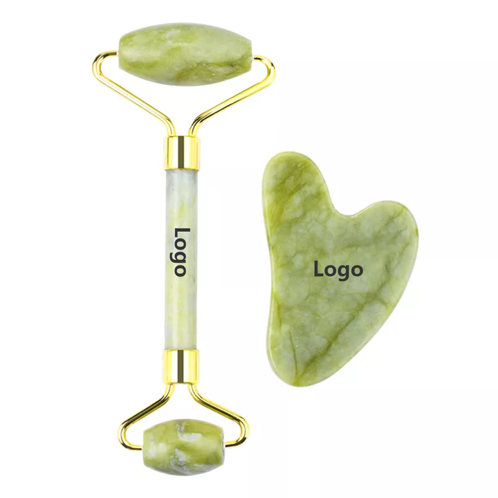 Wholesale High Quality Green Jade Roller Gua Sha Set Face Roller And Gua Sha Stone Supplier